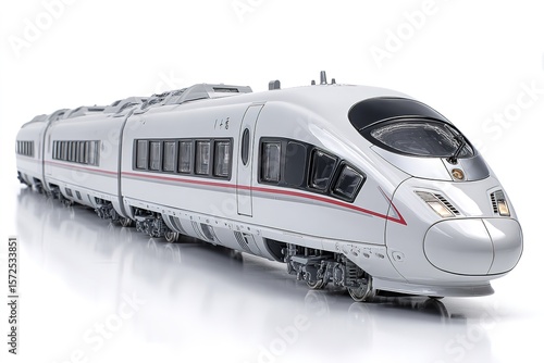 A bullet train model isolated on white background, full length, no shadow