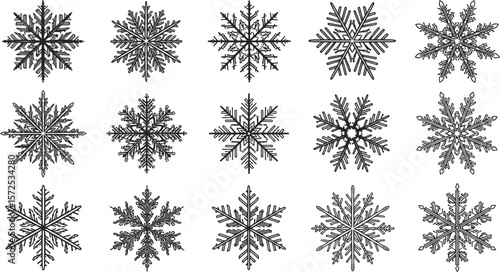 Snowflake vector set: free downloadable winter clipart