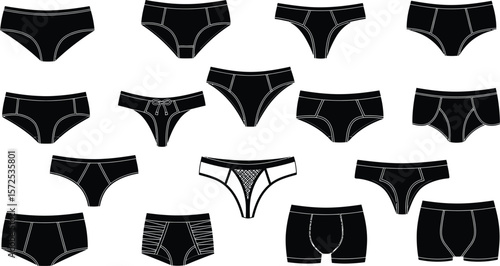 Vector lingerie set: panties and underwear vector pack