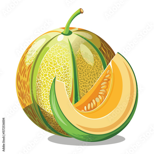 Cantaloupe Slice and Whole Fruit
