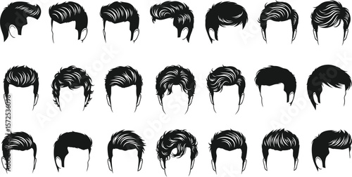 Men's hairstyles vector pack: trendy haircuts and styles