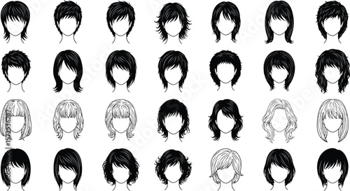 Haircut style guide: vector illustrations of women's hairstyles