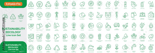 Green Technology Sustainability Icons 2000+icon , Environment Stroke icon collections. Containing recycling, plant, nature, Eco, earth, green energy, trees, ecology and more icons line set..