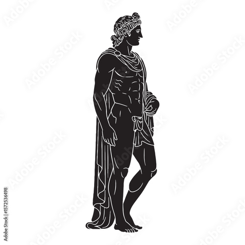 Enlightening Apollo digital black silhouette, rendered perfectly for clarity and appeal – Apollo silhouette – Apollo Vector – Silhouette of Apollo – Greek god silhouette

