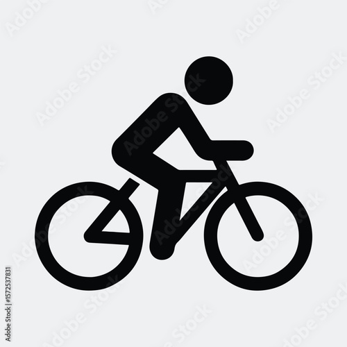 Silhouette cyclist icon simple pictogram riding bicycle vector illustration