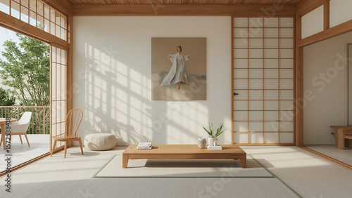 Traditional Japanese-Style Room with Tatami Mats