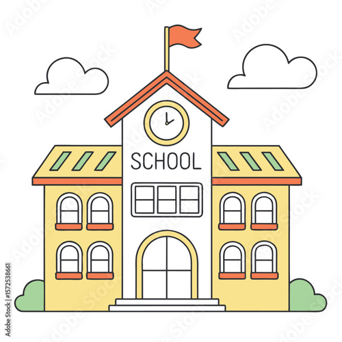 A Bright Colorful School Building Ready for Learning and Fun
