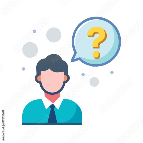 Male avatar with question mark in speech bubble