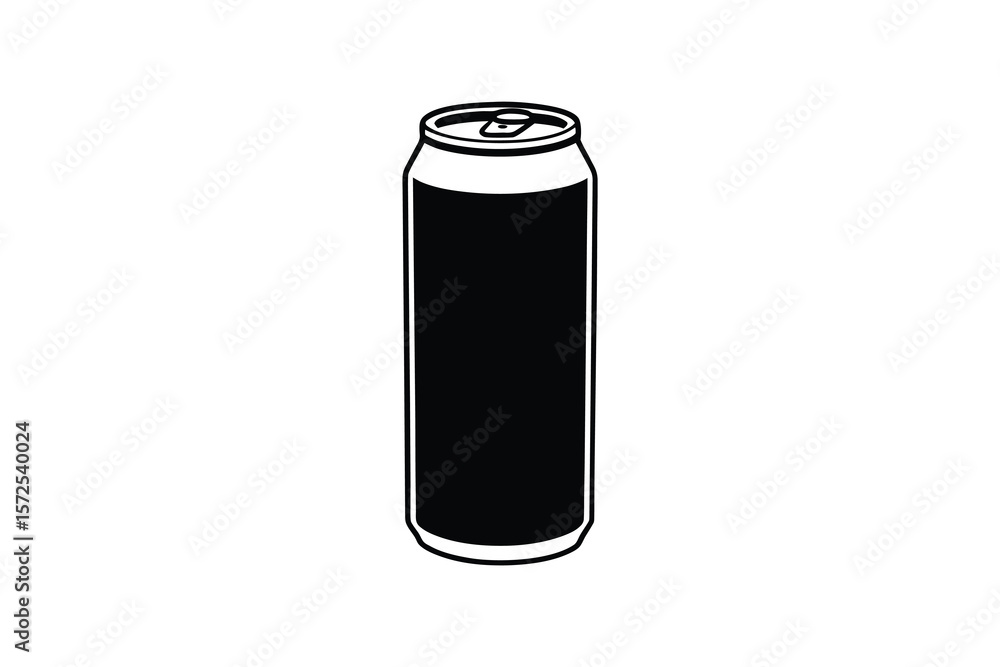 Aluminum Can Drink Container Black and White Silhouette Aluminum Can Drink Container Black and White Silhouette