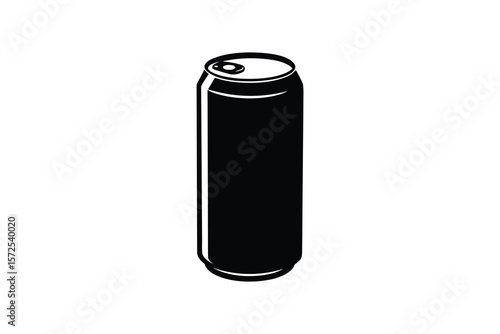 Soda or Beer Can Illustration in Black Silhouette