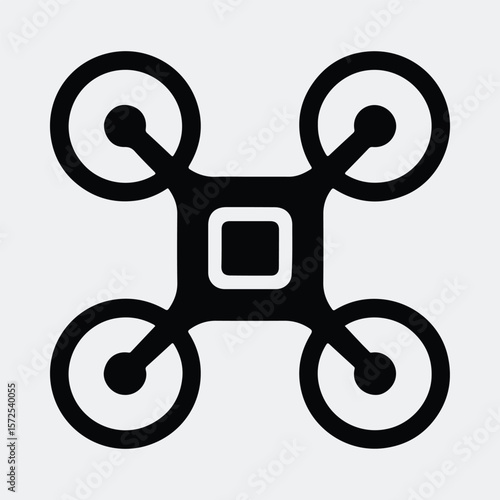 Silhouette drone minimal icon quadcopter unmanned aerial vehicle vector illustration