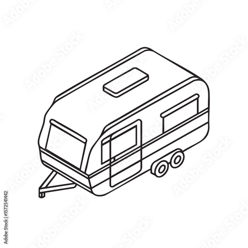 An outline drawing of a caravan or travel trailer.