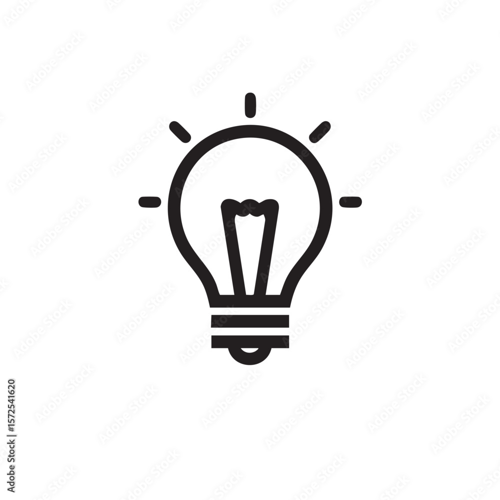A simple outline icon of a glowing light bulb. A simple outline icon of a glowing light bulb.