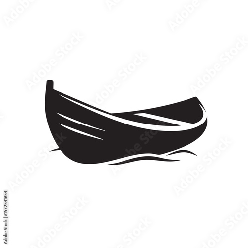 A simple silhouette of a boat floating on water.