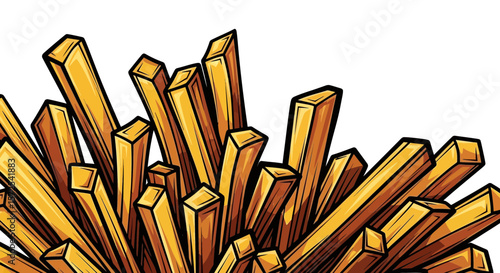 A vibrant illustration of golden french fries, showcasing their crispy texture and appetizing appearance.