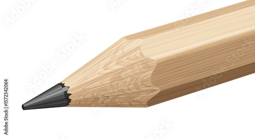 Close-up view of a light-colored wooden pencil's tip, showcasing the graphite lead.
