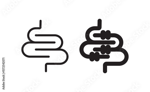 guts vector icons. Linear intestines or bowel. Human organ