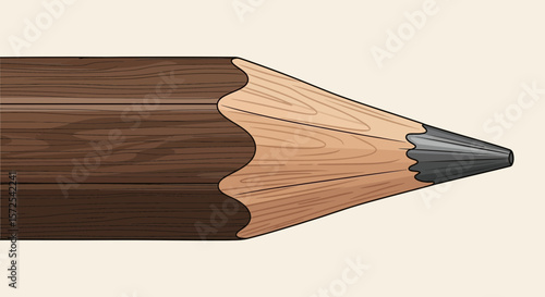 Close-up view of a dark brown wooden pencil with a gray graphite lead.