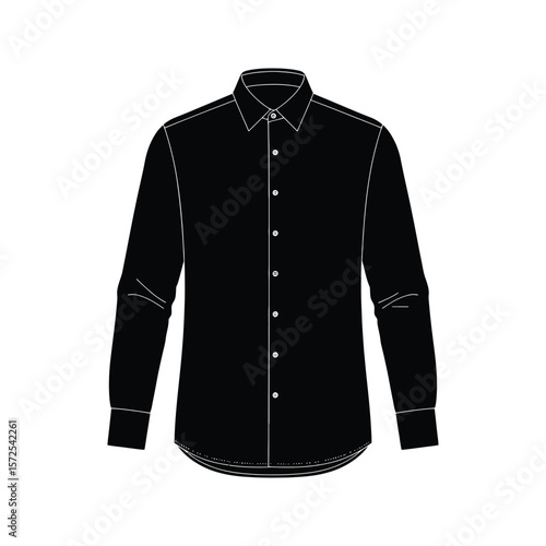 Black long sleeve buttondown shirt template mens fashion design apparel mockup clothing illustration