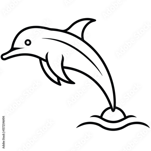 Leaping dolphin breaching ocean waves vector
