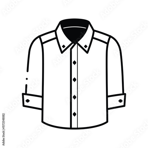 Longsleeved buttondown shirt classic collar apparel icon clothing design fashion illustration simple outline vector graphic
