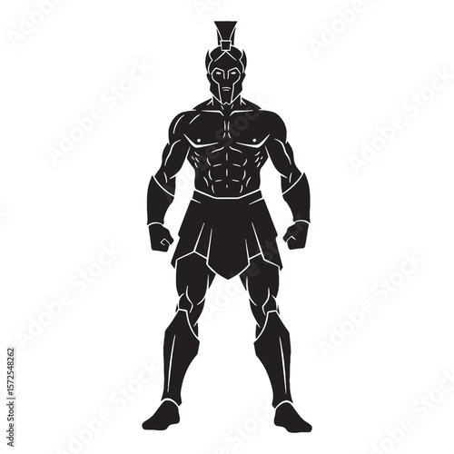 Fierce Ares digital black silhouette, showcasing his distinctive and combative form – Ares silhouette – Ares Vector – Silhouette of Ares – Greek god vector

