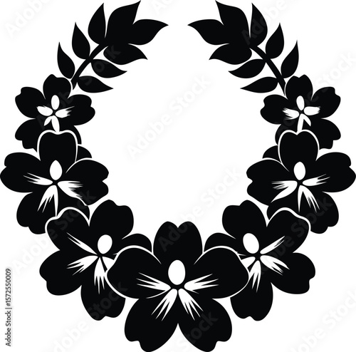 Flower Lei Vector High Quality Black Silhouette