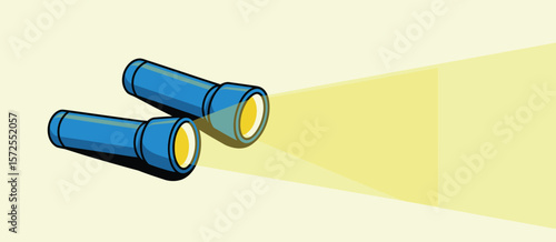Two Blue Flashlights Shining Light