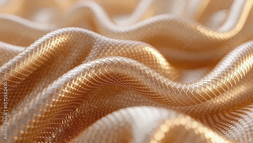 Golden Metallic Fabric Wave Texture Golden Metallic Fabric Wave Texture