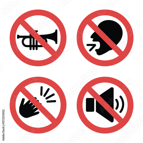 Prohibition Signs Noisy Activities