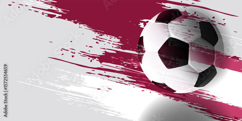football cup , soccer ball. Sport poster, infinity concept background ( Translation : Qatar )