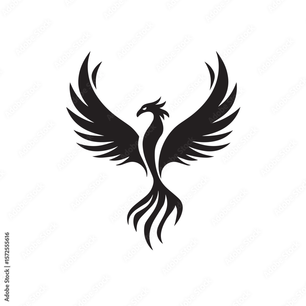 Fototapeta premium Phoenix flying logo black 