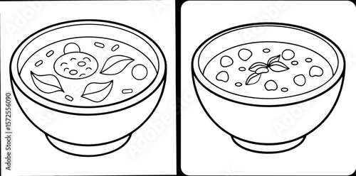 Russian Borscht Soup Coloring Book Page – Outline Line Art Traditional Beetroot Soup for Kids and Adults