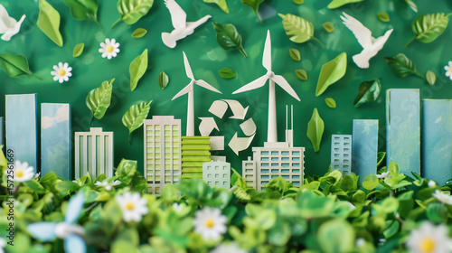 greenwashing, depicting a company's deceptive marketing strategy that overstates its environmental efforts or sustainability to mislead consumers into believing it is eco-friendly
