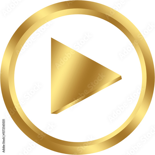 3D play button - gold style, vector, modern style