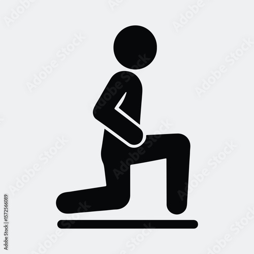 Silhouette man kneeling workout stretching exercise vector illustration
