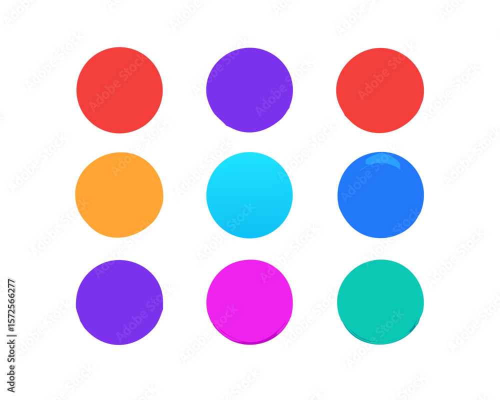 Nine Colorful Circles A Clean Top-Down View of Vibrant Color Palette Nine Colorful Circles A Clean Top-Down View of Vibrant Color Palette