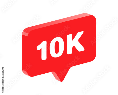 Red Speech Bubble Icon 10K Followers Milestone Celebration Vector Graphic