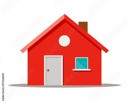 Simple Red House Icon Vector Illustration of a Home
