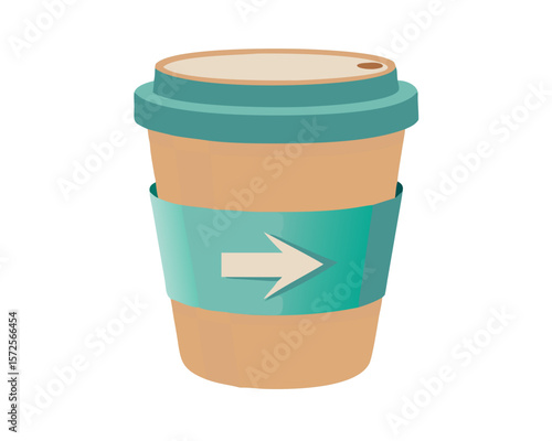Charming Vector Illustration of a Coffee Cup with Arrow Perfect for Your Next Project