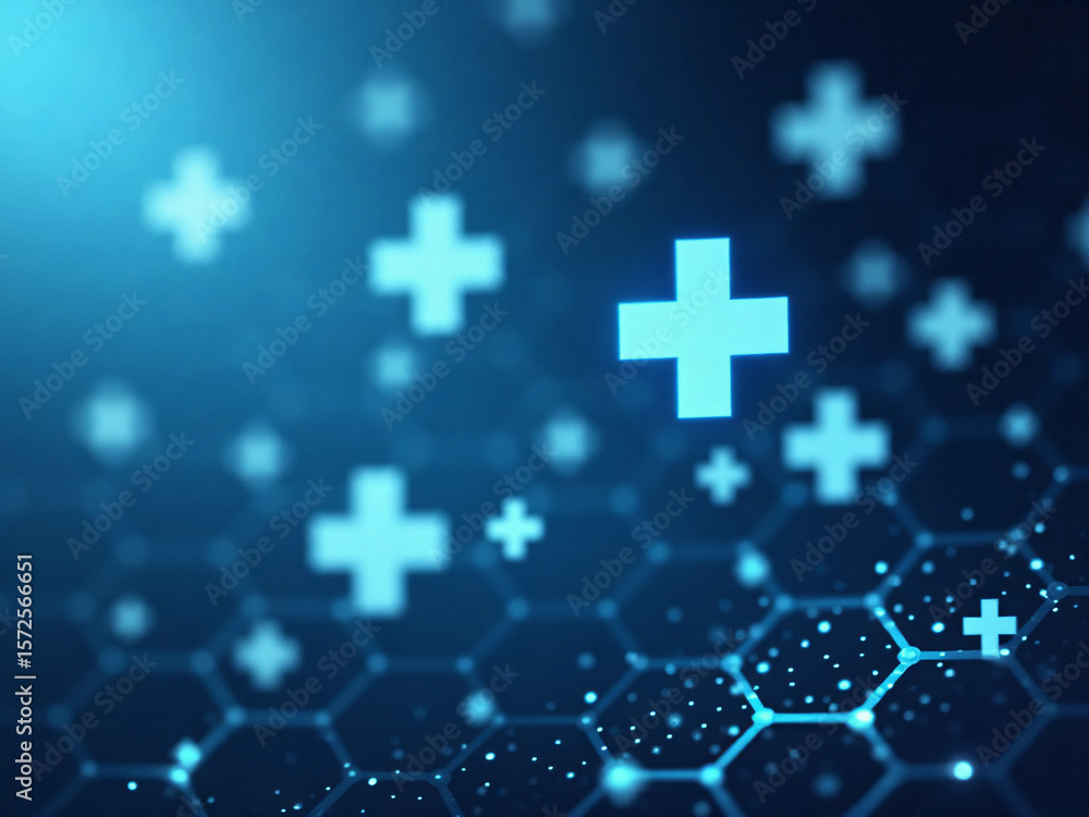 Obraz premium Abstract Blue Crosses on Hexagonal Background