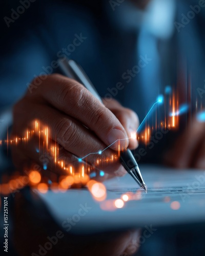 Analyzing financial trends business meeting insights office environment digital graphics