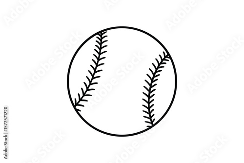 Baseball Ball Outline with Seams Sports Graphic Silhouette