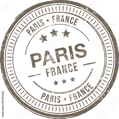 Paris France Rubber Stamp