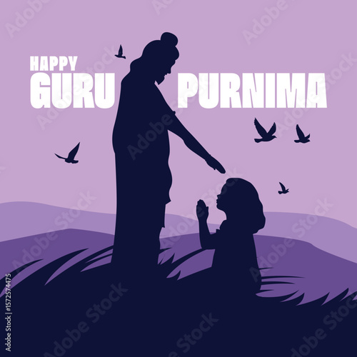 Guru holding symbolic staff in bright vector.eps