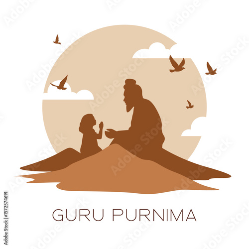 Holy Guru Purnima visual with divine symbols  .eps