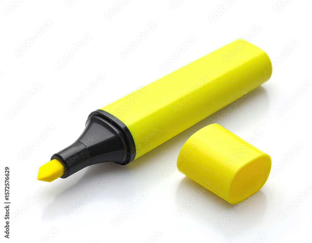 Yellow Highlighter Pen Isolated on White Yellow Highlighter Pen Isolated on White