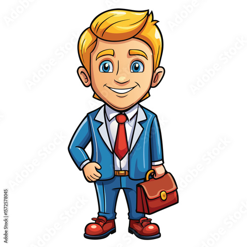 Cartoon Businessman with Briefcase