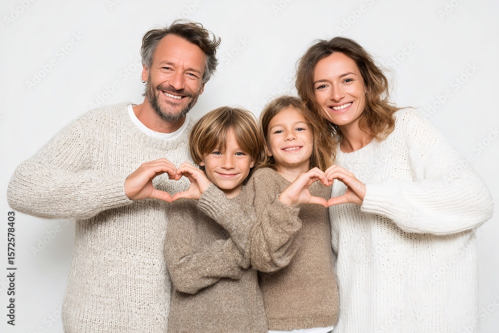Fototapeta premium Happy family making heart shape with hands