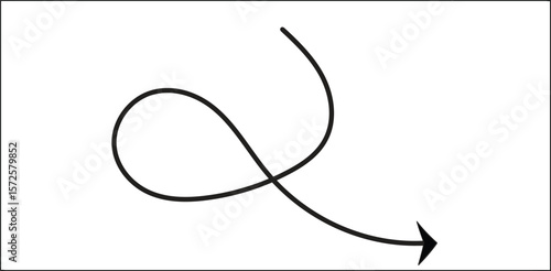 Hand-Drawn Crossover Arrow. A large, smooth, curved arrow that loops and crosses over itself. Represents a complex turn, an intricate process, or an elegant, flowing change in direction.